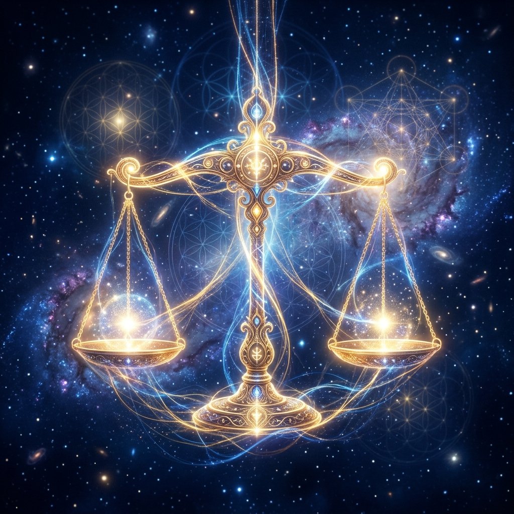 Representación de hilos invisibles de energía simbolizando las leyes del karma y la interconexión de las almas.